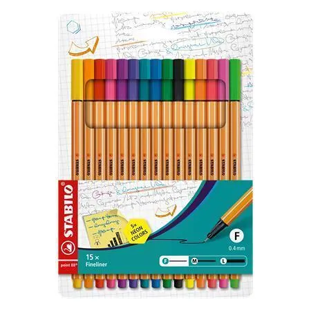 Sada linerů Stabilo Point 88, 0,4mm - 15 barev