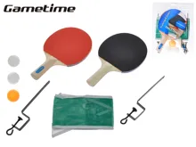 Gametime sada na stolní tenis, 2 dřevěné pálky 25 cm, 3 míčky a síťka