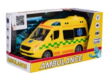 Auto ambulance CZ 1:20, 21,5 cm na setrvačník se světlem a zvukem na baterie (2)