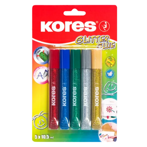 Dekorační lepidlo Kores Glitter Glue - 5 x 10,5 ml
