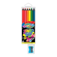 Pastelky neonové Colorino JUMBO, kulaté, černé dřevo, s ořezávátkem, 6 barev Pastelky neonové Colorino JUMBO, kulaté, černé dřevo, s ořezávátkem, 6 barev