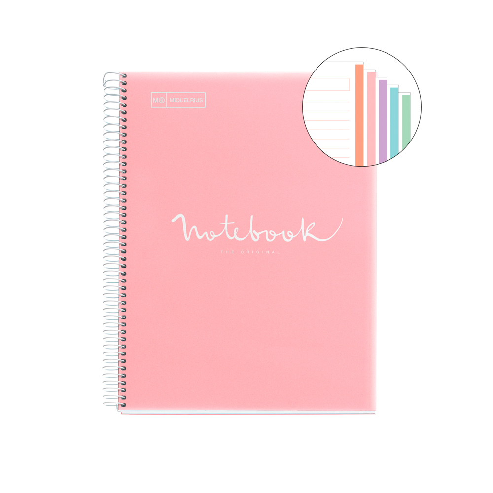 Levně Miquelrius poznámkový blok Emotions NB-5, A4, 90 g, PP, 120 listů, linka, růžový
