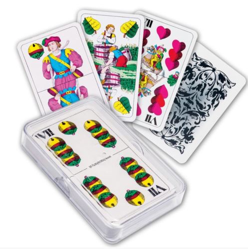 Hrací karty Mariáš dvouhlavé - plastová krabička