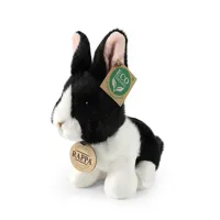Plyšový králík bílo-černý sedící 16 cm, ECO-FRIENDLY