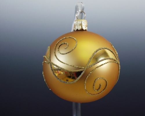 Vánoční skleněné koule 6cm, hladké, zlaté, mat, plastický dekor, 6ks