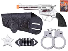Western set kolt klapací 19 cm s pouzdrem a 5 doplňky
