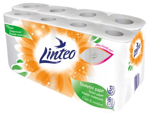 Toaletní papír Linteo, 16 rolí, bílý, 3-vrstvý