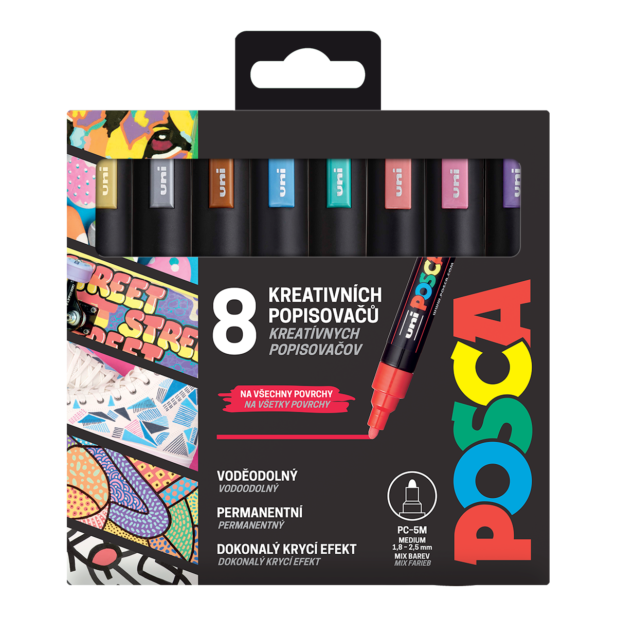 Levně Sada dekoračních popisovačů Posca PC-5M, 1,8-2,5 mm, 8 metalických barev
