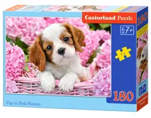 Puzzle Castorland 180 dílků - Štěně v růžových květinách Puzzle Castorland 180 dílků - Štěně v růžových květinách