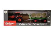 Traktor Zetor s vlekem a balíky 36 cm na setrvačník se světlem a zvukem (3)