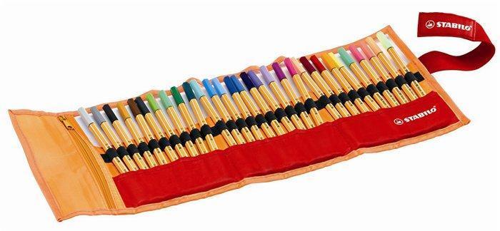 Levně Sada linerů Stabilo Point 88, 0,4mm - 30 barev, základní a neonové barvy, rolovací pouzdro