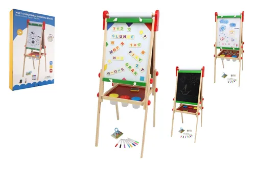 Oboustranná magnetická tabule dřevěná 35 × 43 cm s rolí papíru
