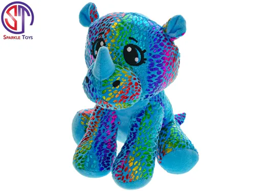 Plyšový nosorožec Star Sparkle sedící 16 cm - modrý