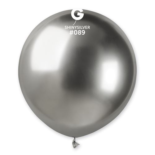 Balónky nafukovací chromové průměr 48cm - SHINY stříbrný, 5 ks