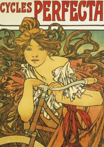 Pohled Alfons Mucha – Cycles Perfecta, krátký