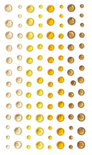 Samolepicí kamínky žluté 3/4/5/6mm, 104ks