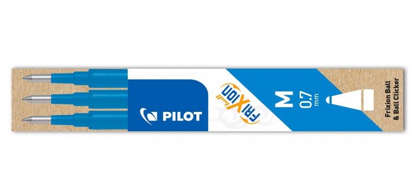 Levně Sada 3 ks náplní Pilot FriXion Ball, střední hrot M 0,7mm - nebeská modř