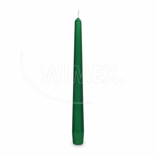 Svíčka kónická 245 mm tmavě zelená, 10ks