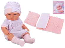 Miminko s tvrdým tělem 33 cm s peřinkami - růžové