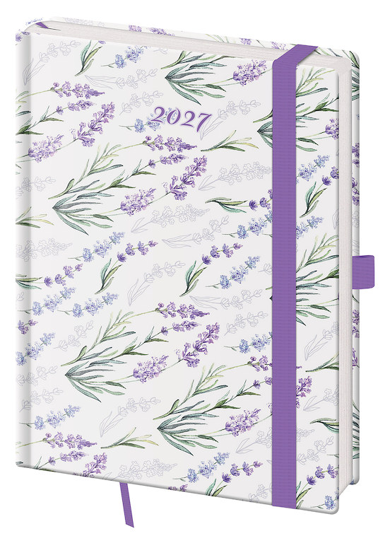Levně Týdenní diář 2027 Helma B6 Vario Lavender s gumičkou