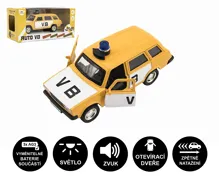 Policejní auto VB combi kovové 12 cm na zpětné natažení se světlem a zvukem