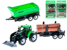 Traktor nakladač 17 cm na setrvačník se 2 vlečkami - mix motivů