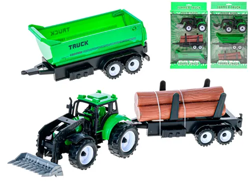 Traktor nakladač 17 cm na setrvačník se 2 vlečkami - mix motivů