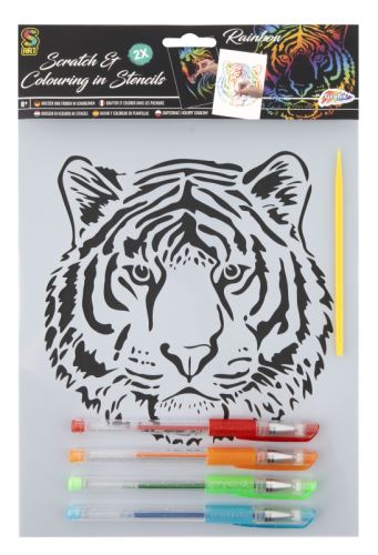 Škrabací papíry se šablonami - Tygr