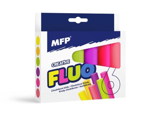 Křídy M chodníkové fluo kulaté 6ks mix barev - krabička