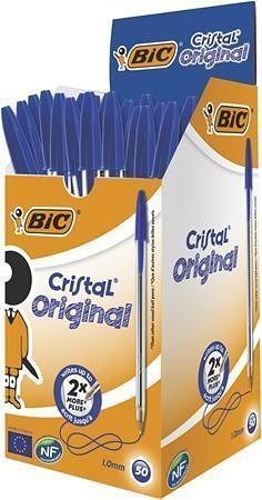 Levně Kuličkové pero BIC Cristal - modré, 50ks