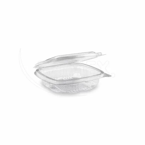 Miska (rPET) s víčkem hranatá průhledná 125 ml, 50 ks