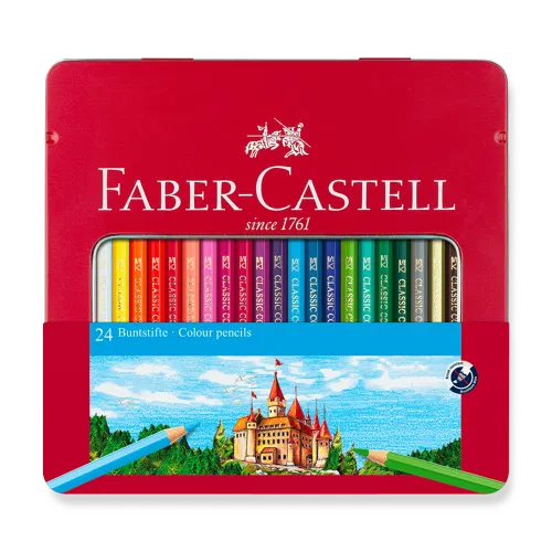 Pastelky Faber-Castell v plechové ktabičce, 24 barev