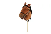 Plyšový kůň na tyči se zvukem 70 cm - tmavě hnědý (3)