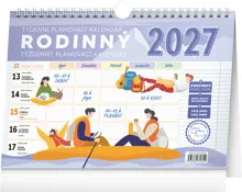 Stolní kalendář 2027 Notique Týdenní rodinný plánovací s háčkem, 30 x 21 cm