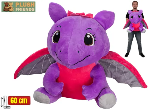 Plyšový drak Plush Friends sedící 60 cm - fialový