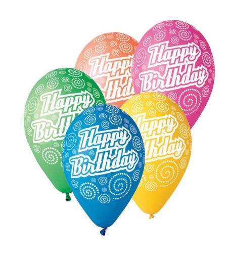 Balónek nafukovací průměr 30cm - potisk HAPPY BIRTHDAY 2, 10ks
