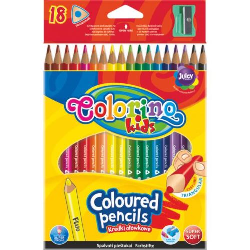 Pastelky Colorino trojhranné s ořezávátkem - 18 barev