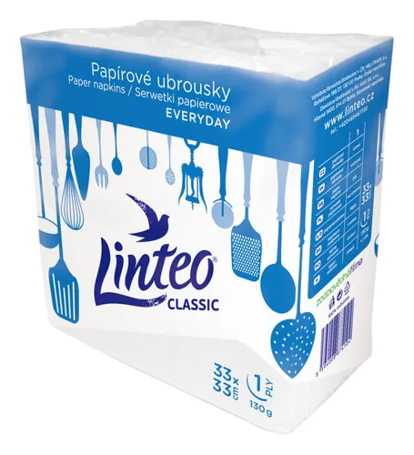 Papírové ubrousky Linteo Classic 33x33cm, bílé, 1-vrstvé