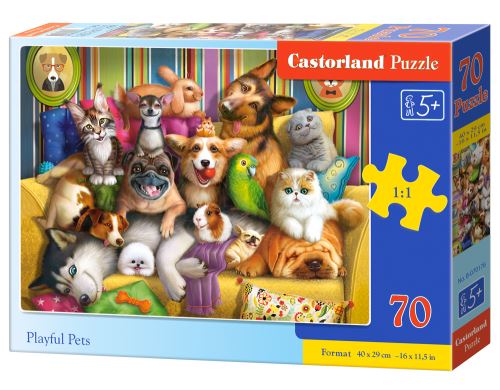 Puzzle Castorland 70 dílků premium - Hraví mazlíčci