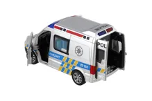 Auto policie dodávka s otevíracími dveřmi 15 cm na setrvačník se světlem a zvukem (6)