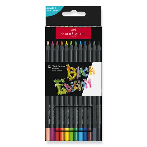 Pastelky trojhranné Faber-Castell Black Edition, 12 barev