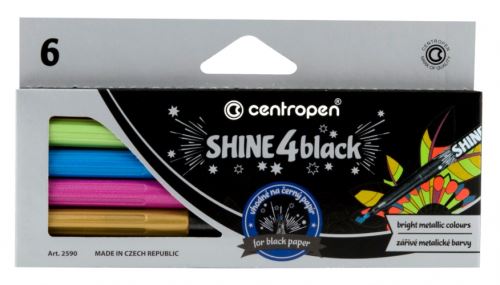 Metalické popisovače Centropen SHINE 4 black 2590 - sada 6ks