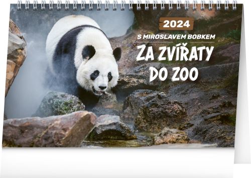 Stolní kalendář Presco Group 2024 - Za zvířaty do zoo – Miroslav Bobek, 23,1 × 14,5 cm