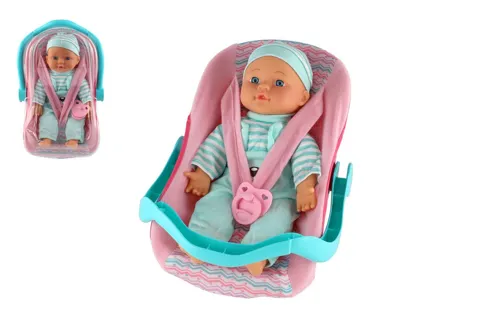 Panenka miminko měkké tělo v autosedačce s dudlíkem 30 cm - mix barev