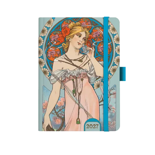 Týdenní diář 2027 Baloušek A5 Alfons Mucha modrý