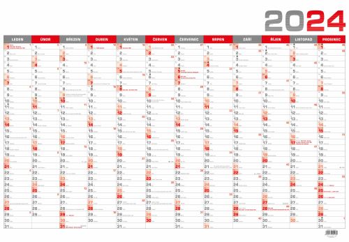 Nástěnný roční kalendář 2024 Baloušek B1 - červený