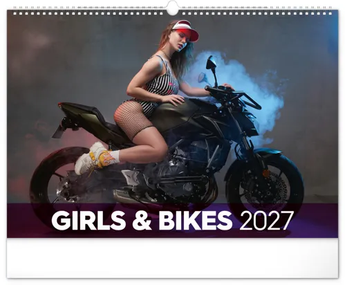Nástěnný kalendář 2027 Notique Girls & Bikes, 48 x 33 cm
