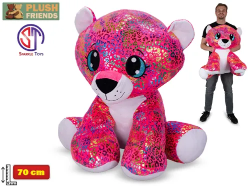Plyšový leopard Plush Friends Star Sparkle sedící 70 cm - duhový