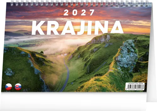 Stolní kalendář 2027 Notique Krajina CZ/SK, 23,1 x 14,5 cm
