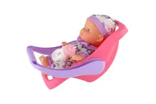 Panenka miminko pevné tělo v autosedačce s lahvičkou 22 cm - mix barev (7)